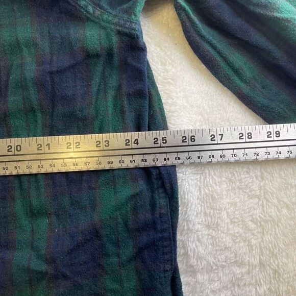 LL Bean Relaxed Mens XL Green Blue Blackwatch Plaid Tartan Button Down Flannel - Picture 6 of 10